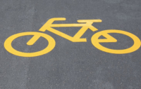 Premark Kerékpáros jel piktogram, 0.85x0.45 m, sárga